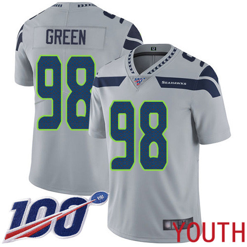 Seattle Seahawks Limited Grey Youth Rasheem Green Alternate Jersey NFL Football #98 100th Season Vapor Untouchable